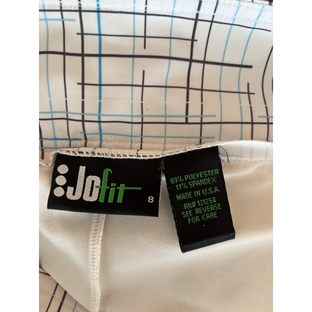 JoFit Women's Size 8 Golf Tennis Skort White Blue & Black Line Print Pattern - Picture 2 of 11